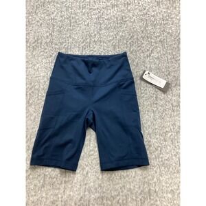 Yogalicious Lux Womens High Waisted Biker Shorts Ocean Silk Blue SHY3864P Size S